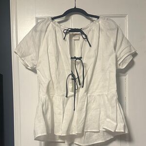 DISSH Cream Blouse with Black Tie